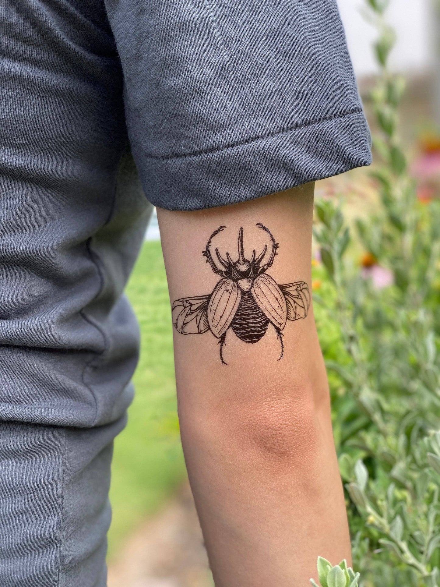 Rhinoceros Beetle Temporary Tattoo