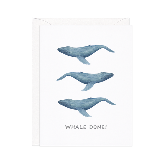 Whale Done — Coastal Animal Pun Congrats Card