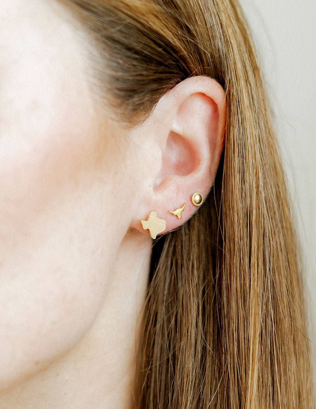 Screwback Stud Earrings - Texas Steer Gold