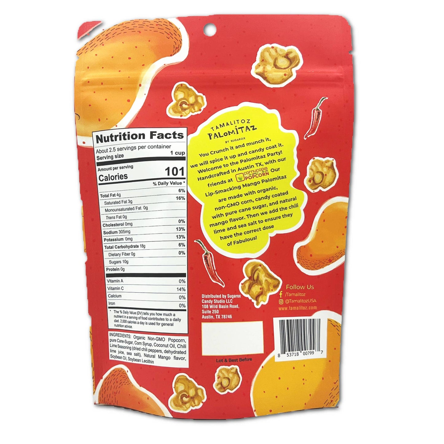 Tamalitoz Lip Smacking Mango  Palomitaz Popcorn 12CT