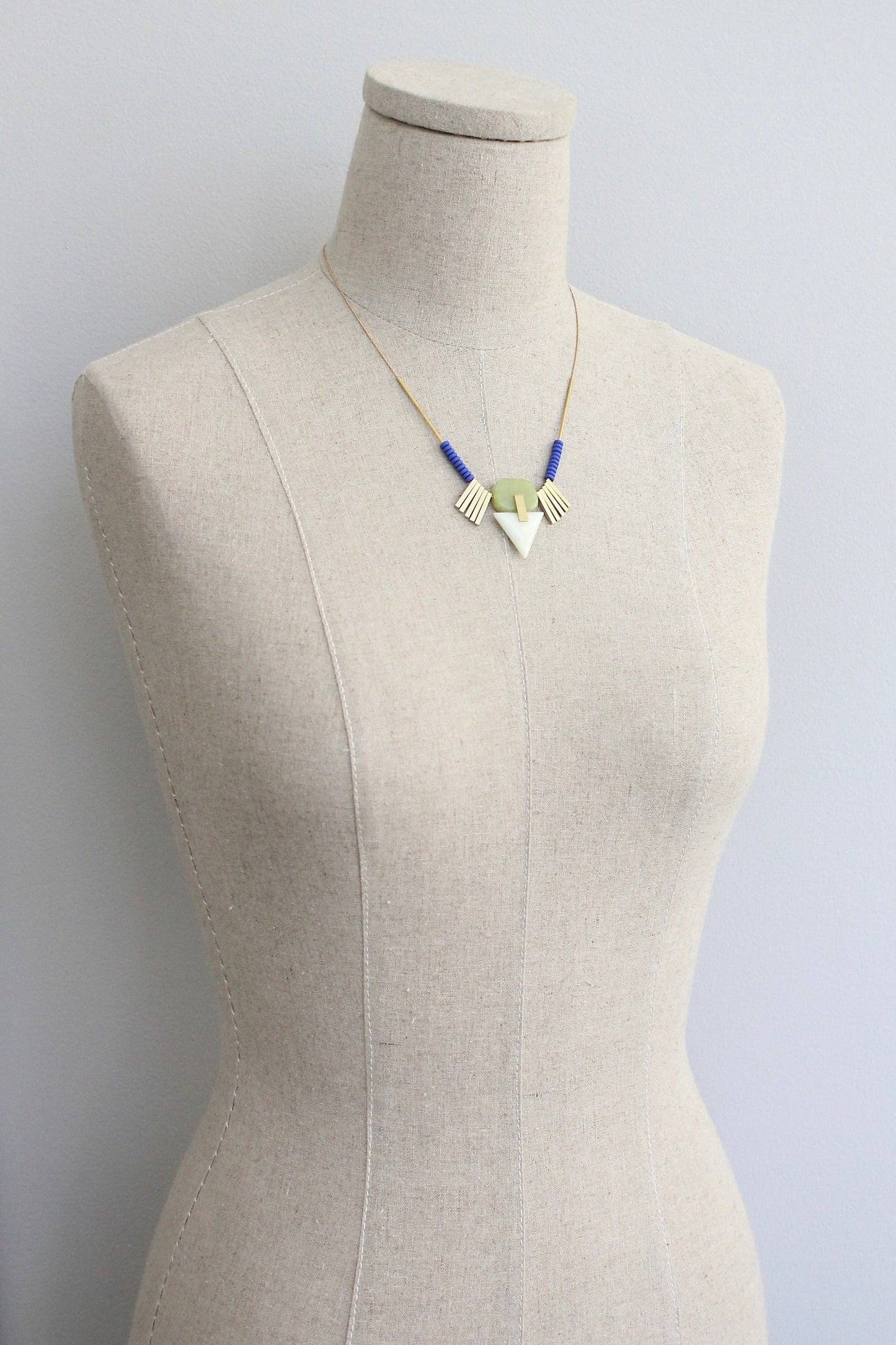 Necklace- Artdeco cobalt hematite pendant