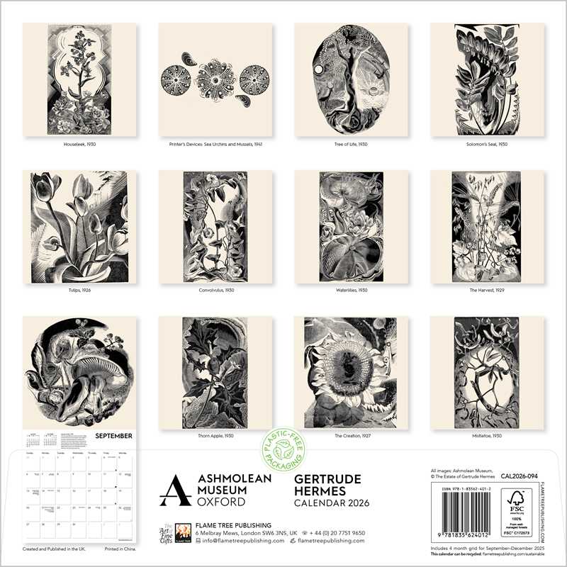 Ashmolean Museum: Gertrude Hermes Wall Calendar 2026 (Art Calendar) by
