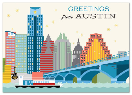 Greetings from Austin Texas Skyline Postcard