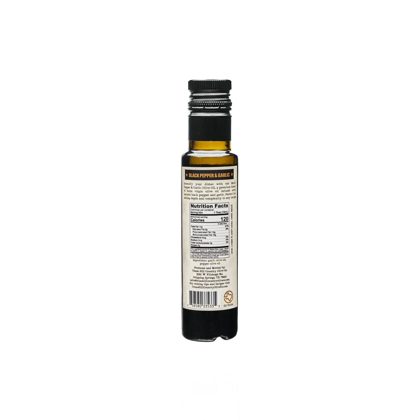 Black Pepper Garlic Infused Olive Oil - 100ml