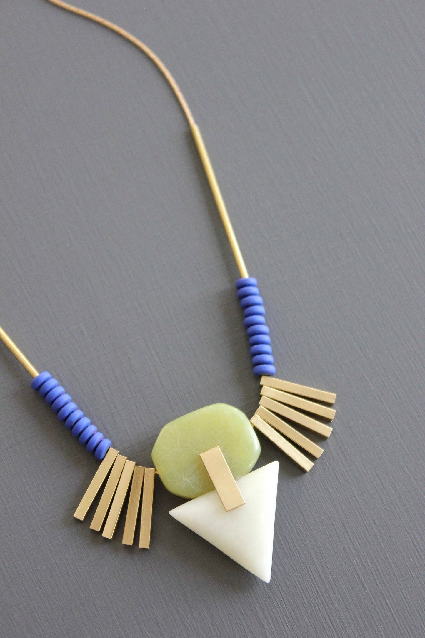 Necklace- Artdeco cobalt hematite pendant
