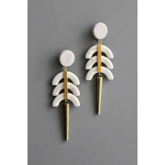 Earrings- White geometric post
