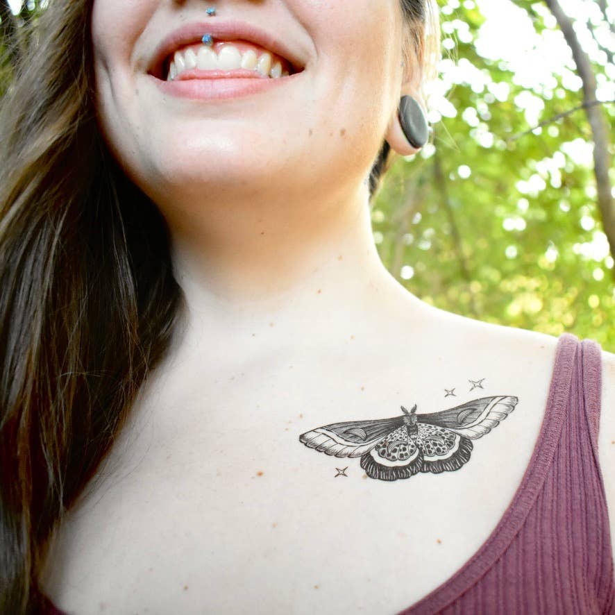 Night Moth Temporary Tattoo