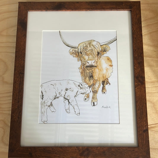 Framed- Watercolor Highland Cow