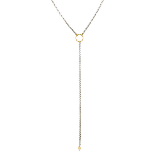 Necklace - Lariat - Mixed Metals Stainless Steel and Gold-filled - 1