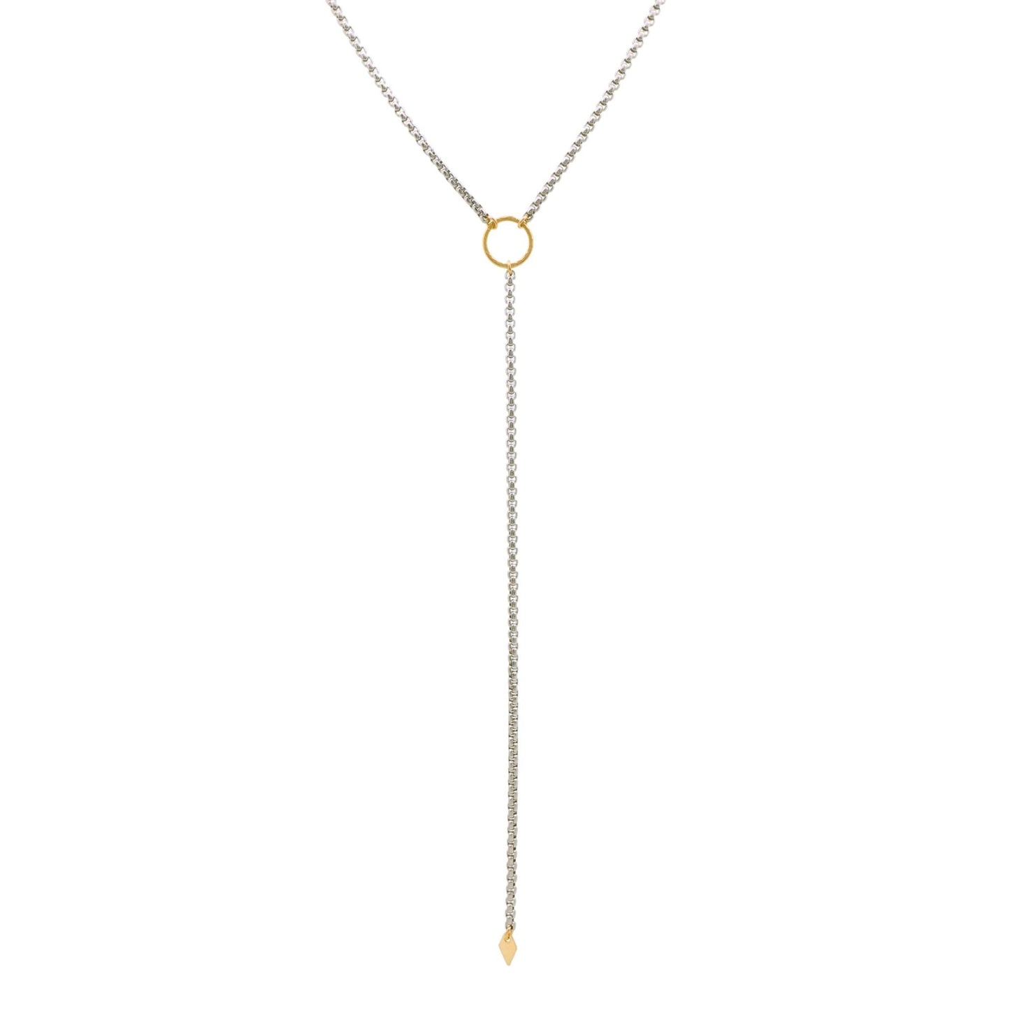 Necklace - Lariat - Mixed Metals Stainless Steel and Gold-filled - 1