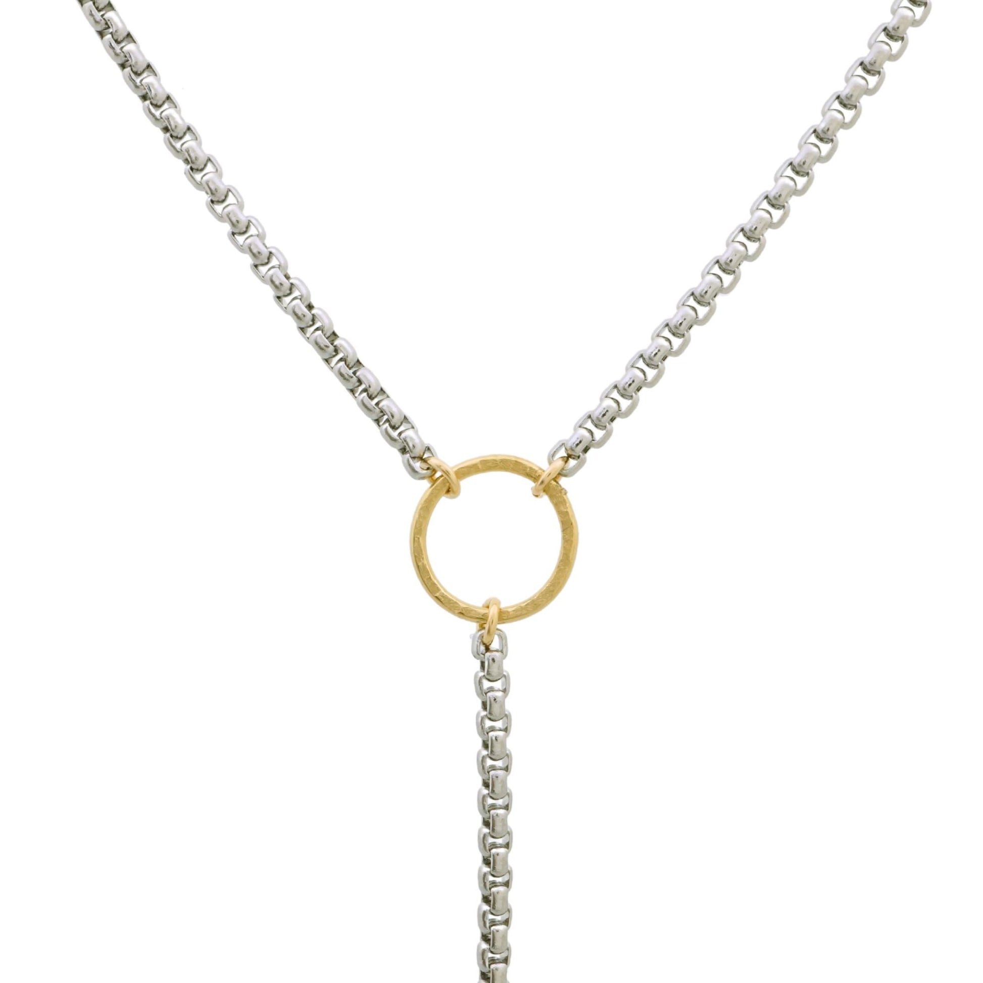 Necklace - Lariat - Mixed Metals Stainless Steel and Gold-filled - 2