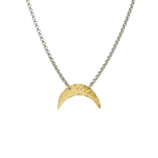 Necklace - Crescent Moon Mixed Metals Necklace - 1